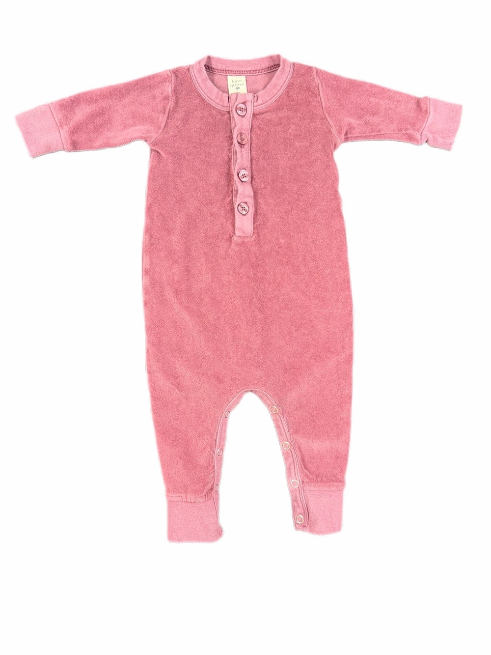KATE QUINN Organic Cotton Velour Henley Romper - 3-6M